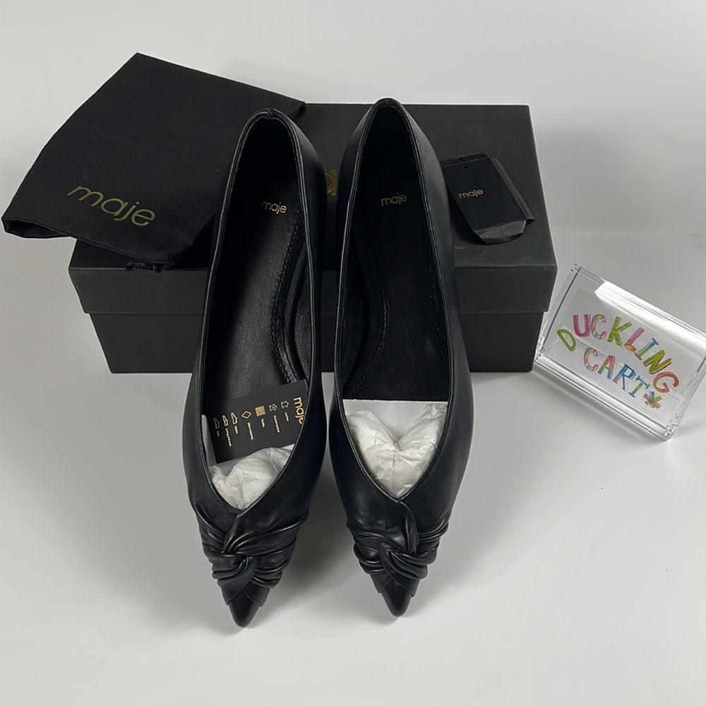 **SOLD** NWT👠  Maje Ballerine Black Leather Flats SZ-39